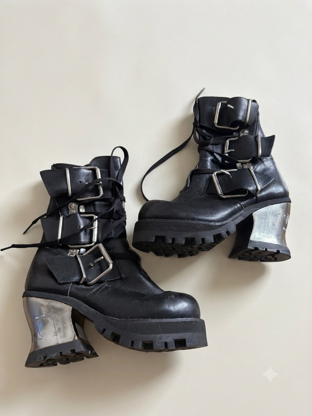 Destroy Sz 5 (35) Leather Emo Gothic Rave Heeled Chunky Boots